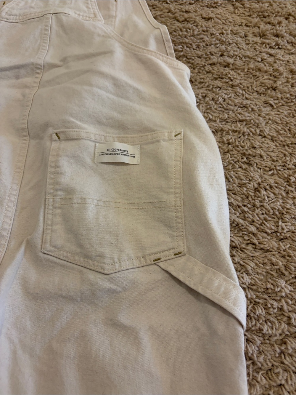 EUC REI Cooperative Trailsmith Cream Utility Painters Overalls, Womens 6 - Picture 14 of 14